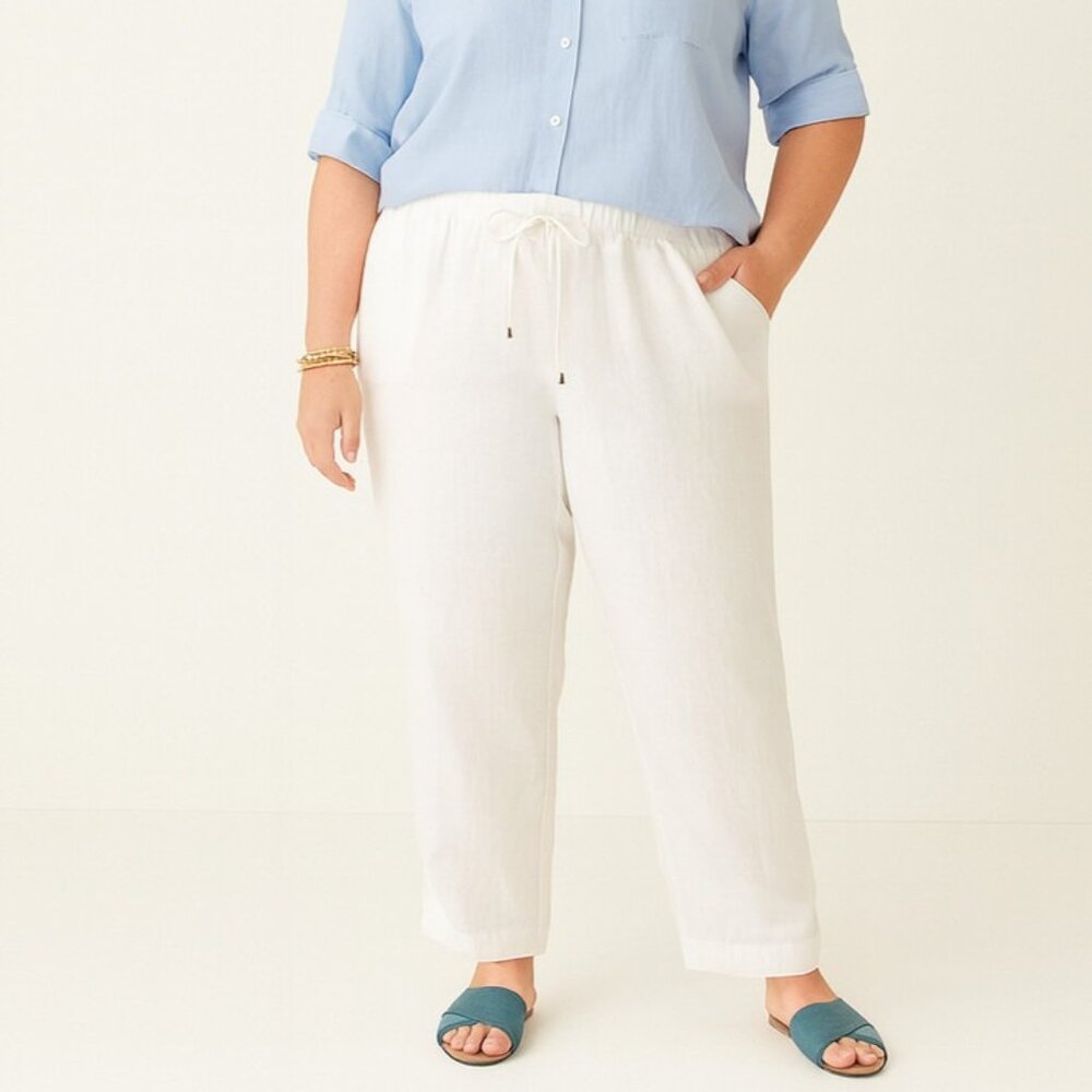 Lauren Ralph Lauren Womens Linen Wide-Leg Pants Stretch Waist Plus Size 20W